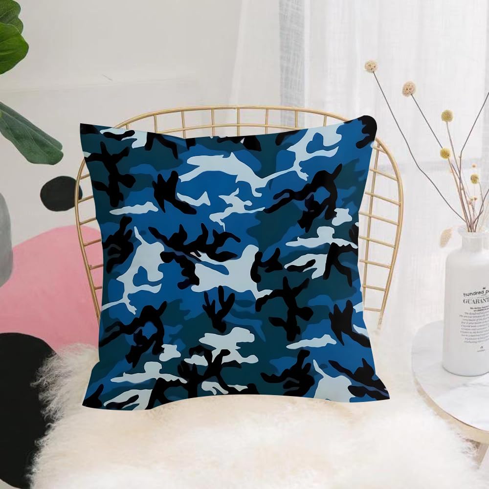 HYOSXW Cushion Cover,Throw Pillow Case Home Decorative for Living Room Bedroom Sofa Chair 16X16 Inch,Blue camouflage tary background dark pattern urban fashion print army uniform,Pillowcase 40X40cm