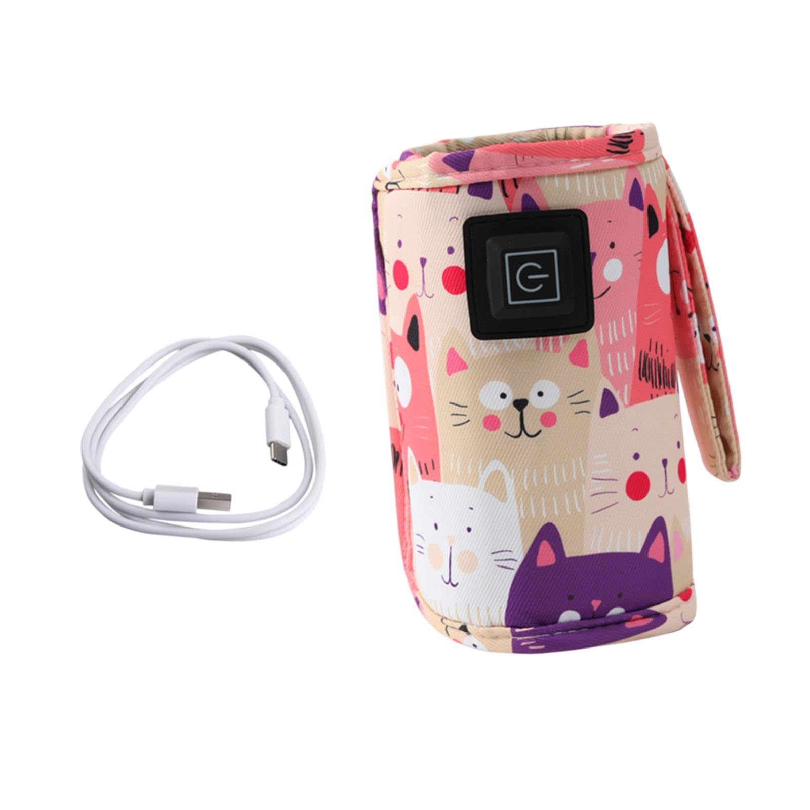 Bnf® USB Bottle Warmer Fast Heating Milk Heater Cover for Home Traveling Car Pink | Feeding