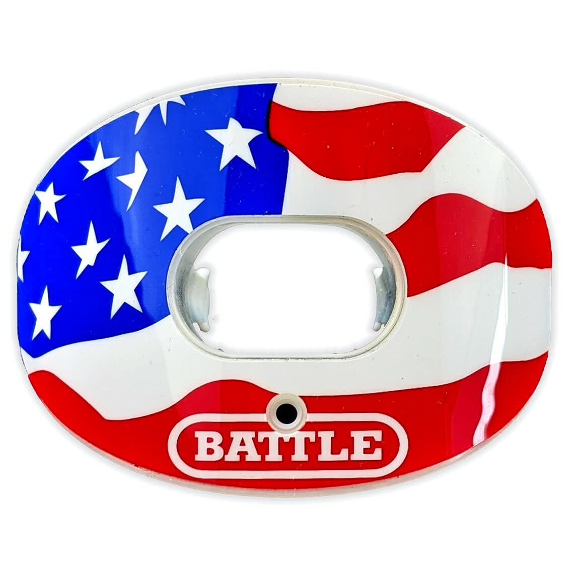 Battle Sports American Flag 2.0 Chrome Oxygen Football Mouthguard - Convertible Strap, Superior Airflow & Better Performance, Maximum Protection &