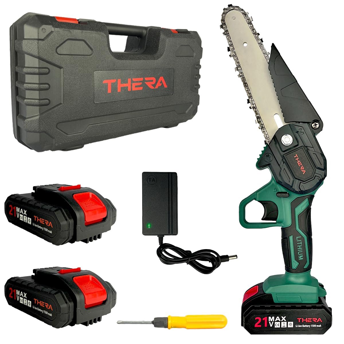 Mini motosserra elétrica 1200W 6 polegadas com duas baterias de