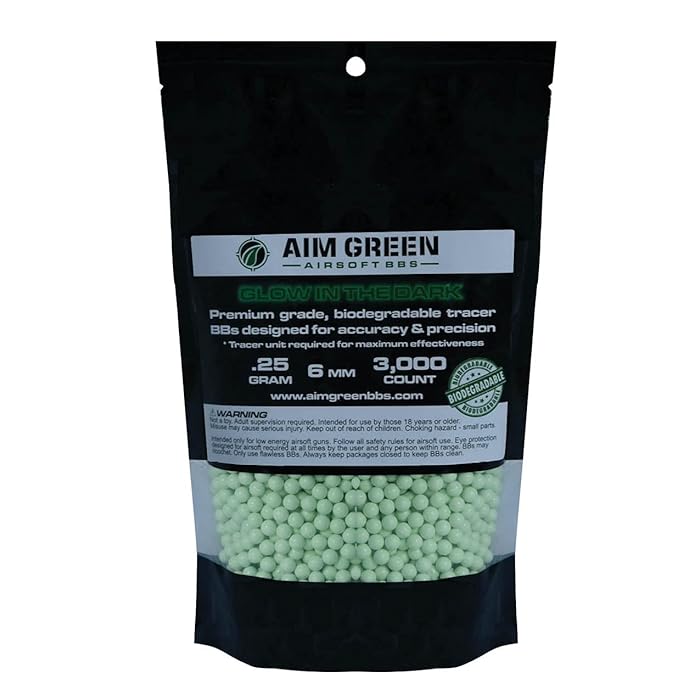 Buy Aim Green Tracer Glow in The Dark Biodegradable Airsoft BBS 6mm