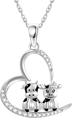 Sterling Silver 925 Cute Animal Necklace Heart Pendant Jewelry Gift For Women Valentines Day Christmas Gifts