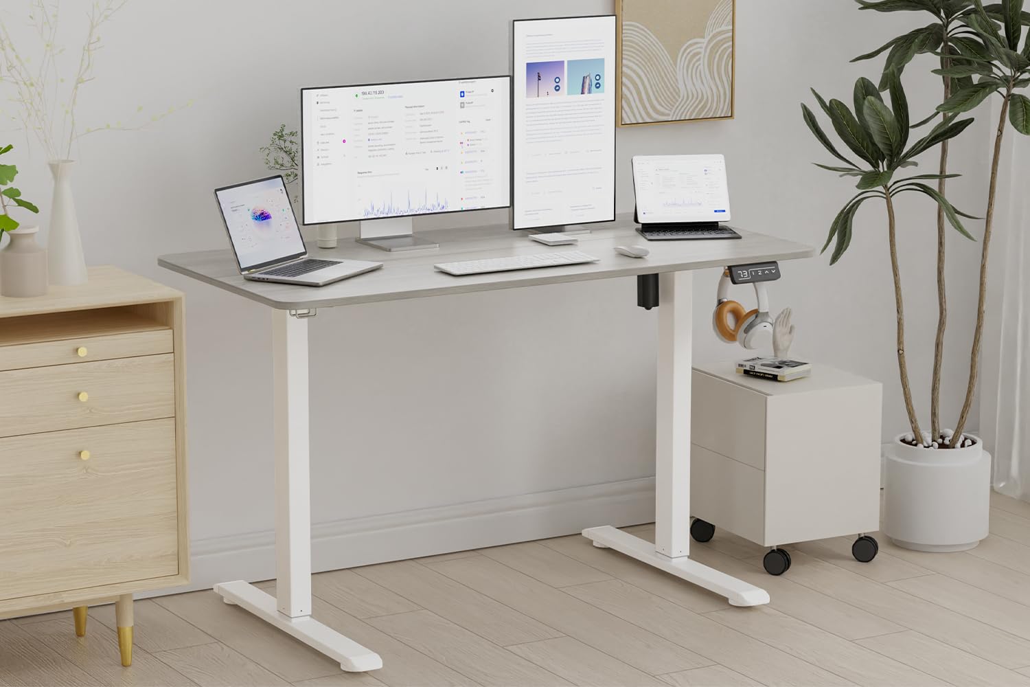 Amazon | ANOVARA 昇降デスク 電動 昇降式デスク 幅120cm 奥行60cm