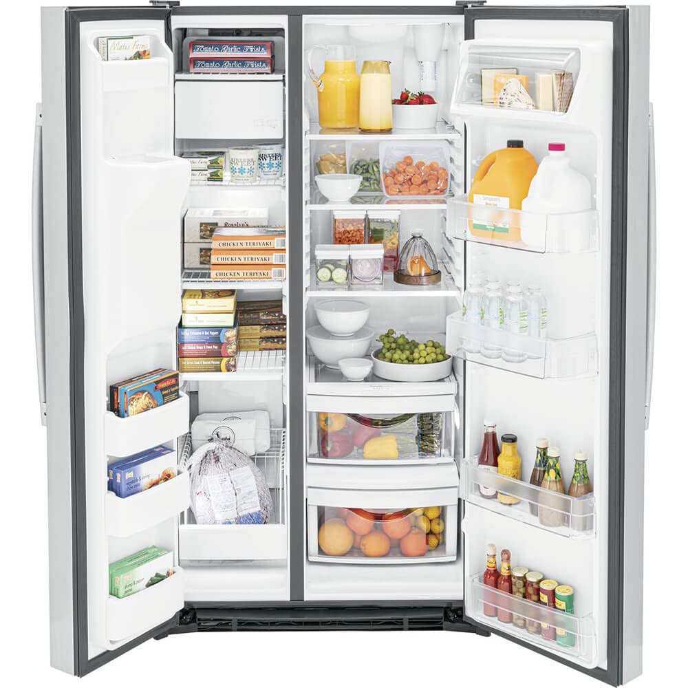 GE 25.3 cu. ft. Side by Side Refrigerator in Fingerprint Resistant Stainless Steel, Standard Depth on Fridge.com
