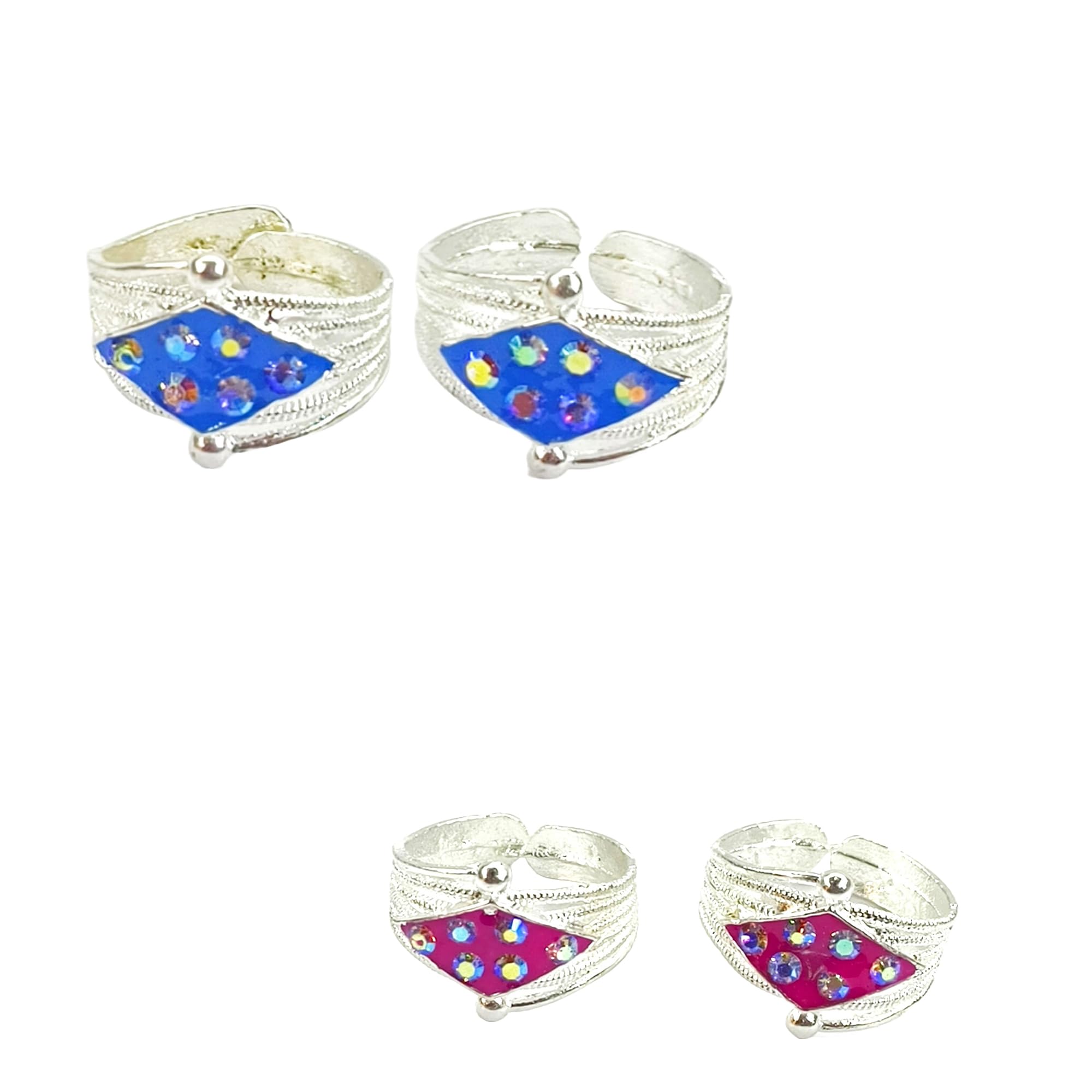 Artificial Multicolor Toe Rings Pack Of 2 Pair-image-0