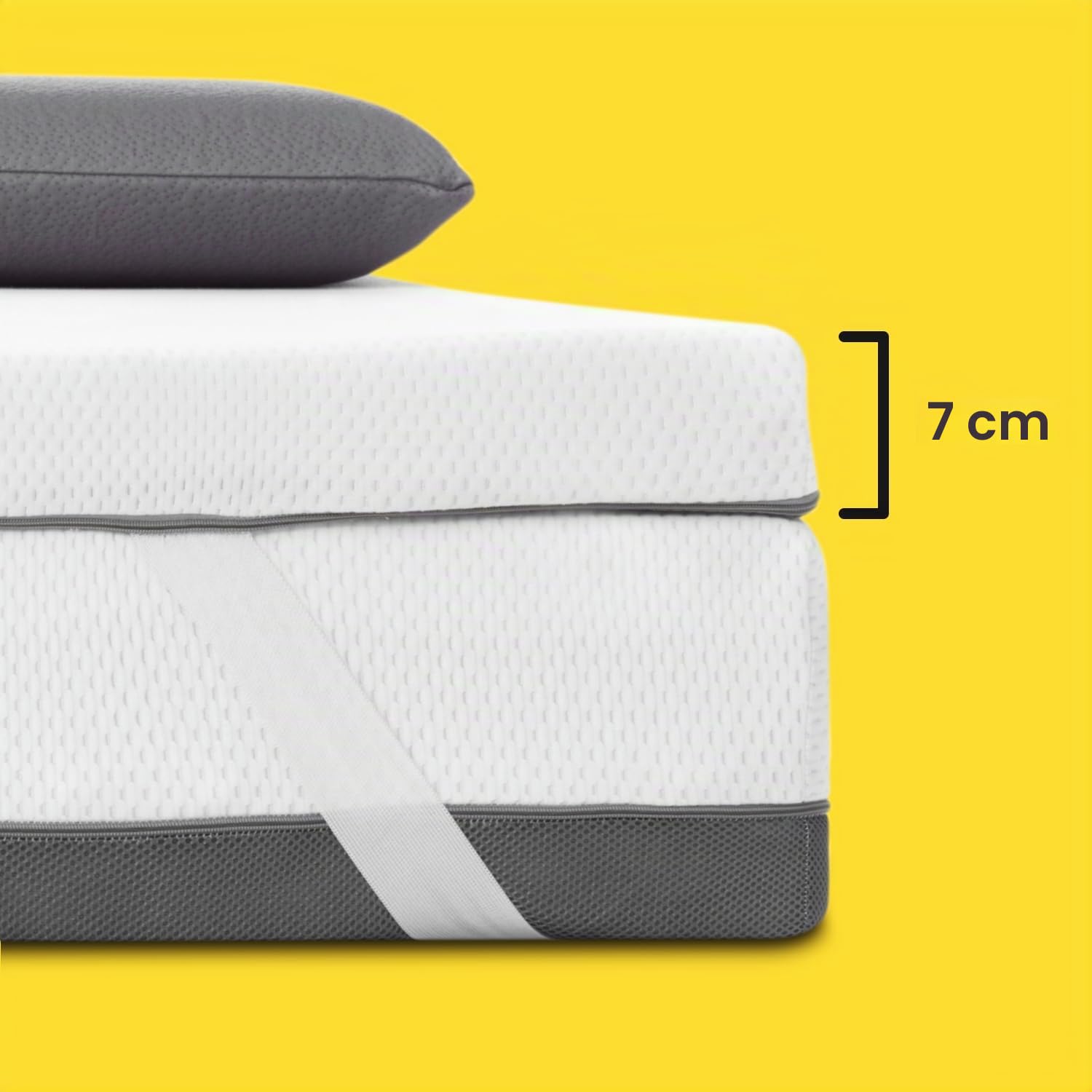 Ferlex - Topper matrimoniale 160x190 cm | memory foam | Spessore 7CM | Coprimaterasso matrimoniale traspirante e sfoderabile | materasso