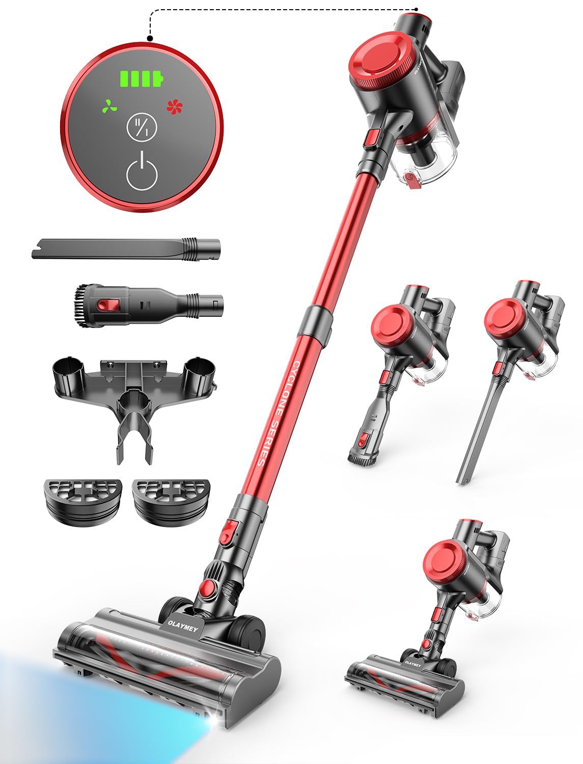 OLAYMEY Cordless Vacuum Cleaner 40KPA, 50Mins Stick Vacuum Cleaner Self-Upright Cordless Anti Hair Wrap, Lightweight and Silent Handheld Electric Brooms