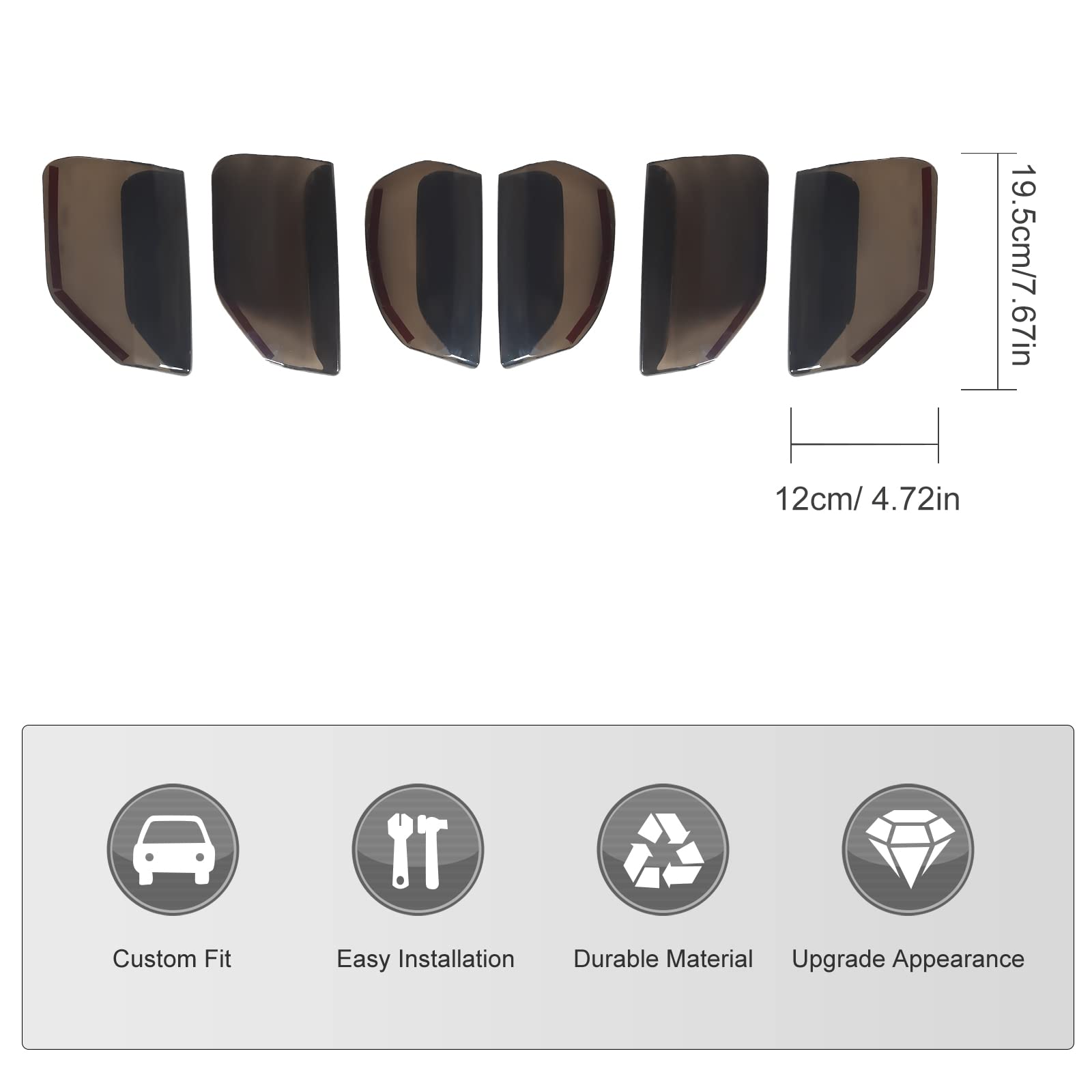 JeCar Copertura per fanali Posteriori Mustang, Accessori compatibili con Ford Mustang 2015 2016 2017 (Nero Fumo)