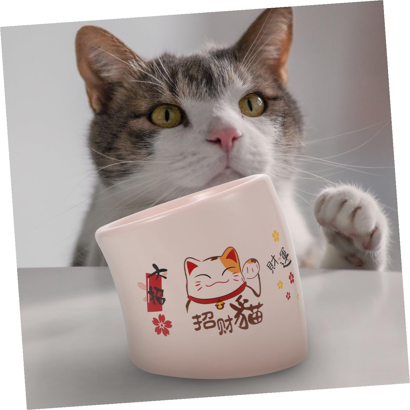 1pc Elevated Cat Food Bowl Neck -tip Design Easy to Ceramic Pet Feeder for Cats and Dogs Stable Base for Comfortable Eating and Drinking