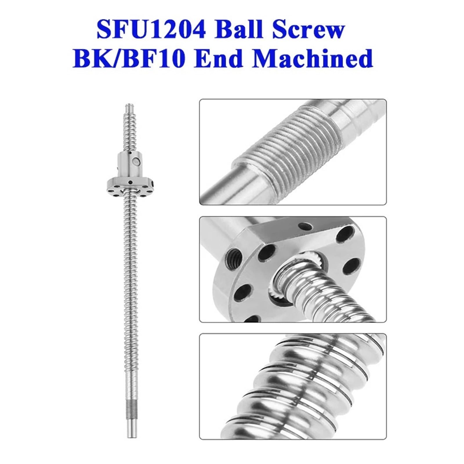 Vis à billes 1204 SFU1204 BK/BF10, extrémité usinée, 12mm, mouvement linéaire, 200mm 550mm, rouleau C7 avec écrou, pièces CNC(400mm With nut)