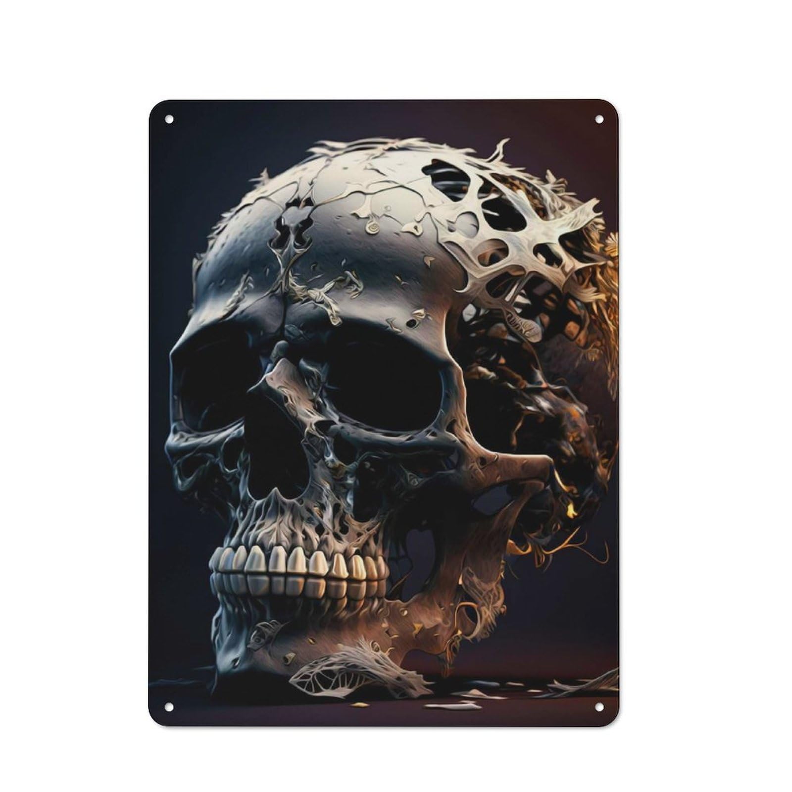 Junmoney Abstract Skull Vintage Metal Wall Decor 40X30cm, Metal Gift Sign For Hallway, Home Bar, Garage Or Study
