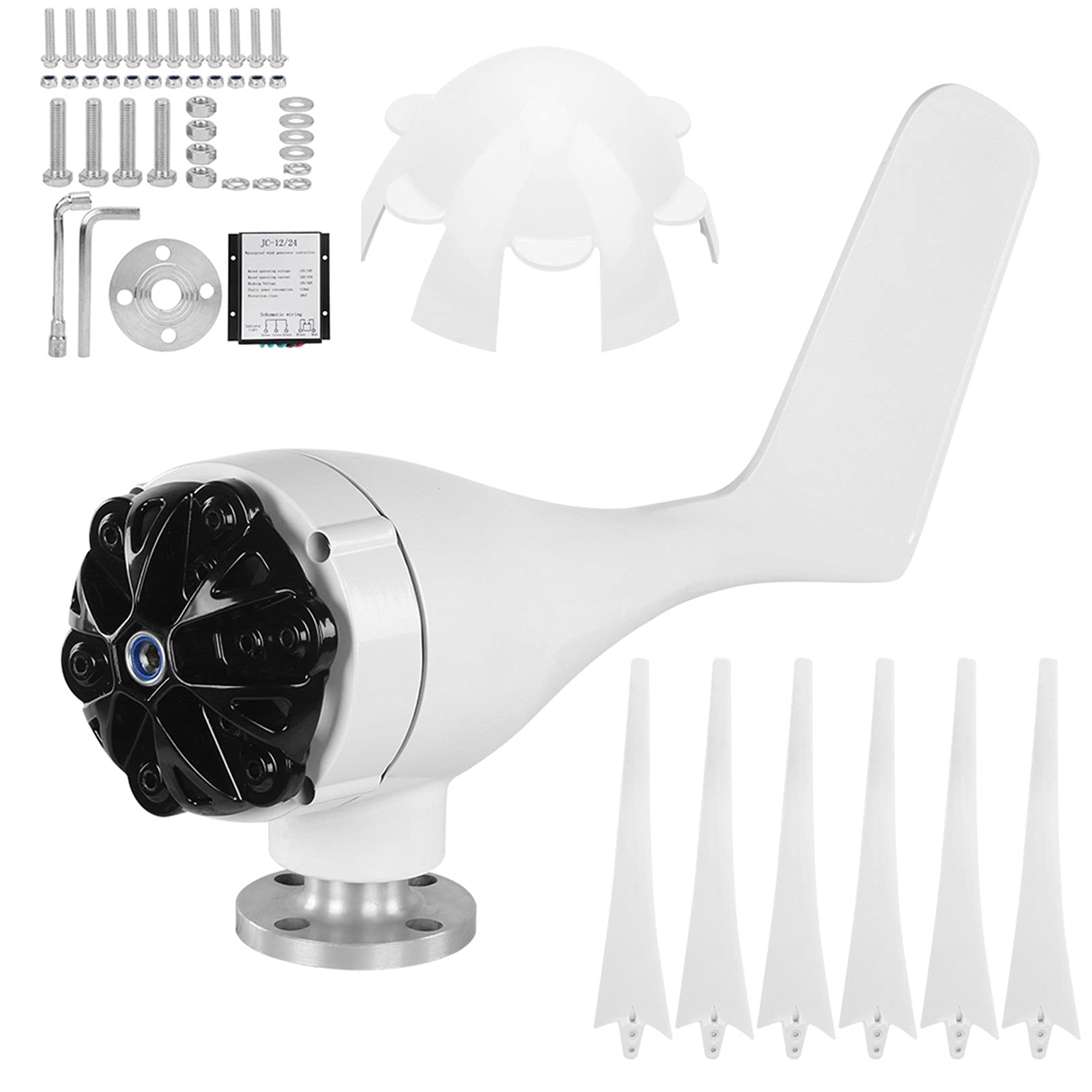 Piccolo Generatore Eolico da 300W con Pale Aerodinamiche (24 V)