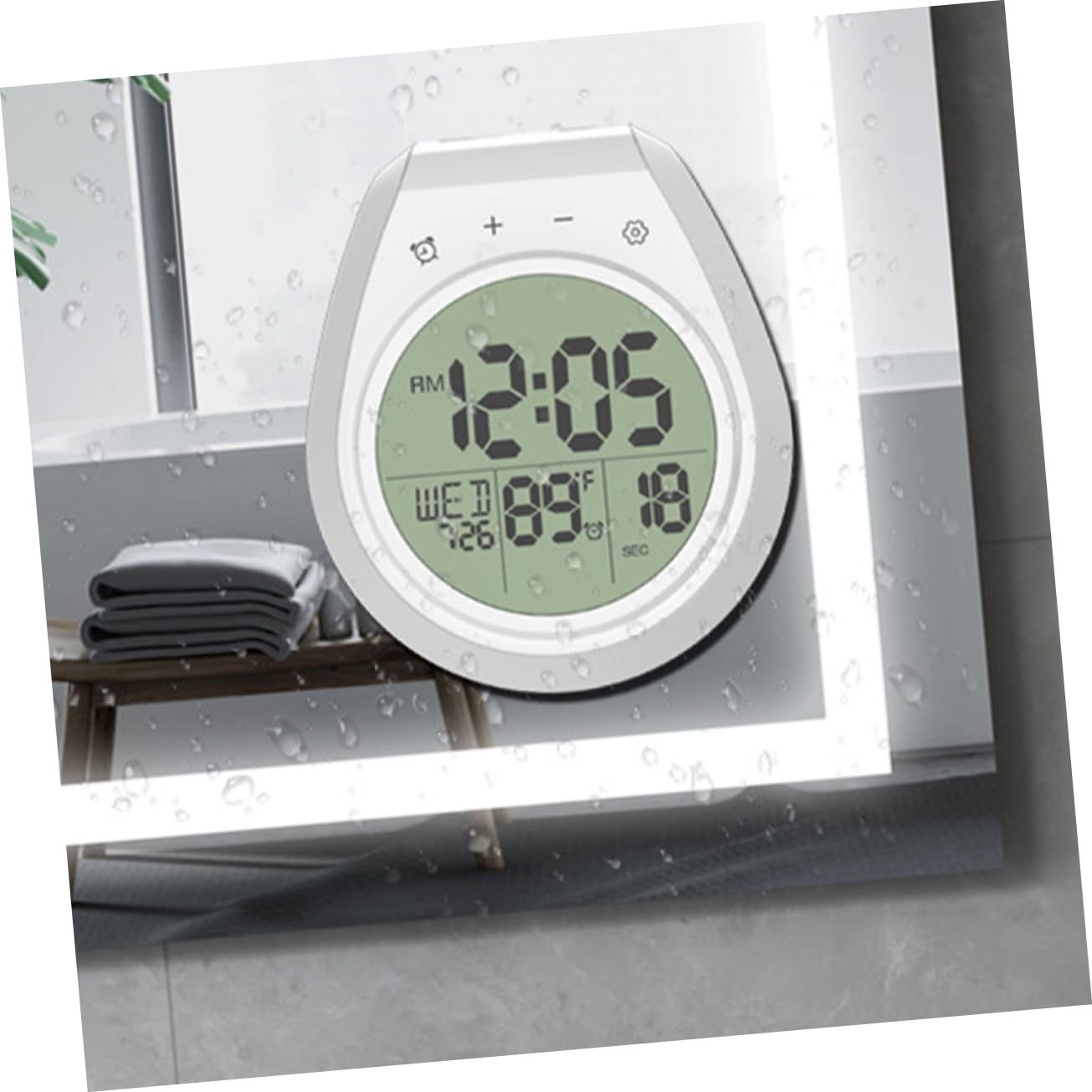 VINTORKY Digital Wall Clock Suction Cup Waterproof Bathroom Clock Temperature Gauge Perfect for Kitchen or Bathroom