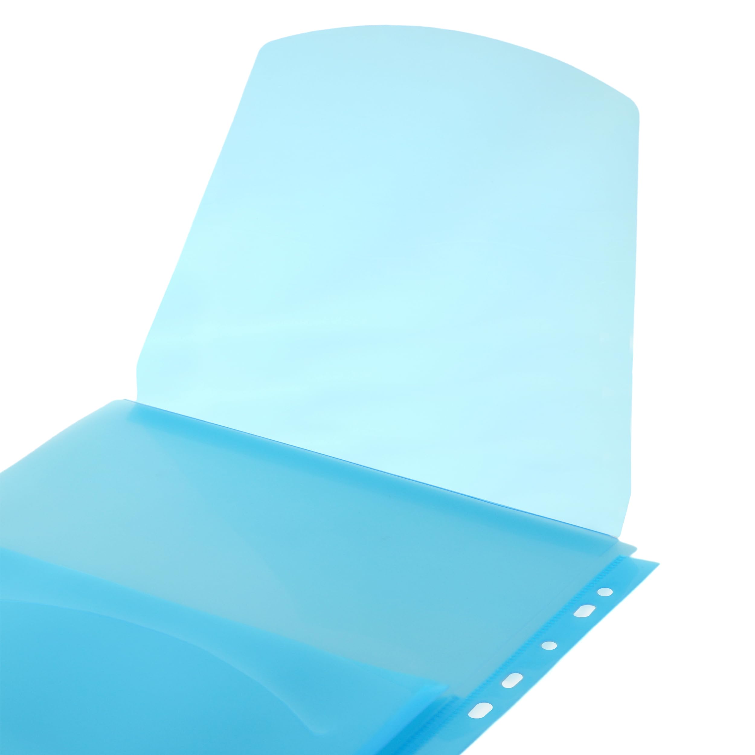 Pack 10 Dossier Bolsa para con fuelle de 2 cm de Gran capacidad y multitaladro para Archivar en anillas –Polipropileno 100% Reciclable de gran resistencia y Calidad by Office Box (Azul)