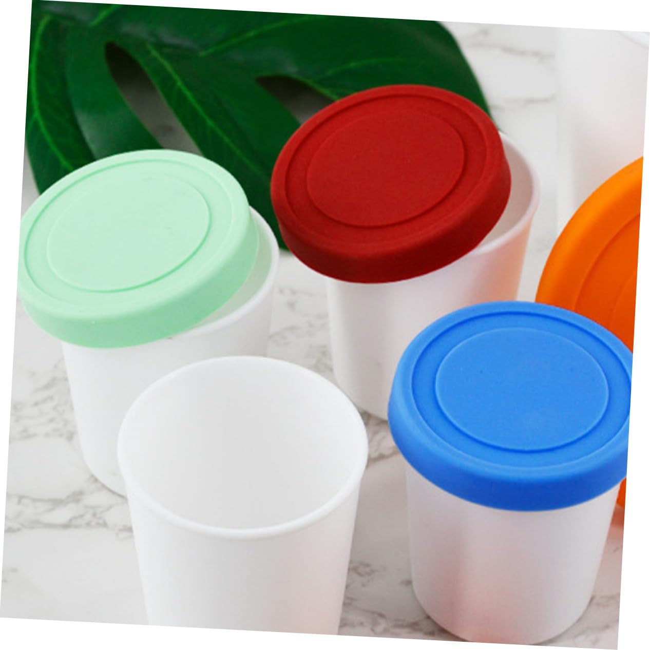 STOBAZA Contenitori Gelato Riutilizzabili 4 Pezzi Coperchi Silicone, 1000ml