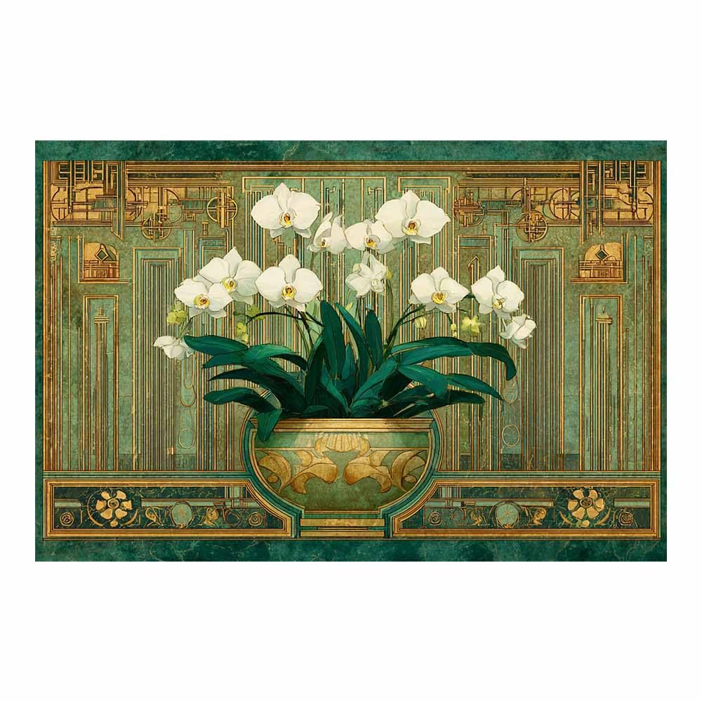 ZAMAEIU Landscape Pictures For Wall Phalaenopsis orchids art prints and posters, Suitable for Living Room Bedroom Decor apartment Wall Decoration(green)-80x120cm Unframed