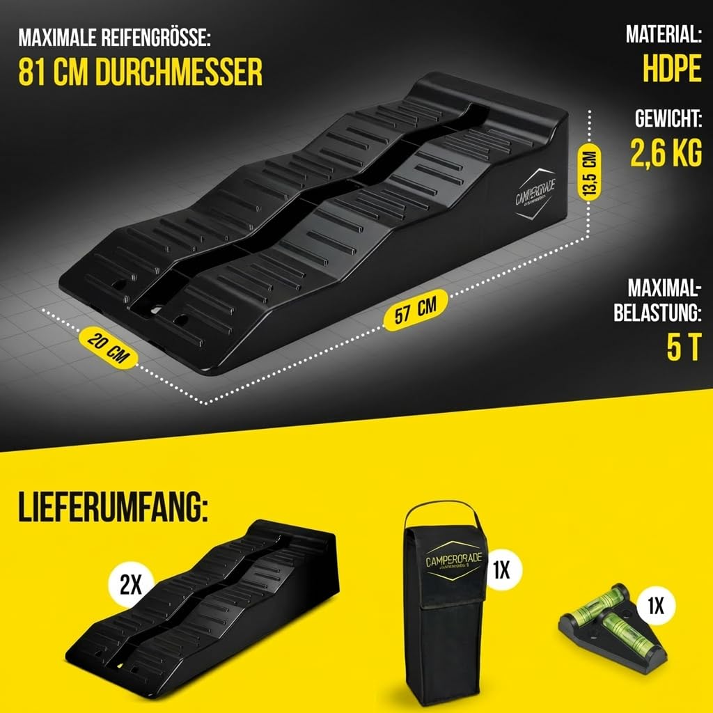 Rampa di carico per camper e roulotte - Rampa di sollevamento auto a 3 livelli [set di 2] | Rampa auto resistente per camper e roulotte | Rampa auto stabile