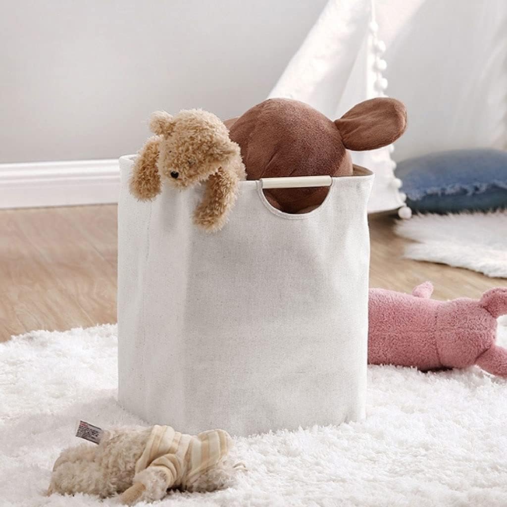 Capacity Storage Basket Dirty Clothes Basket Fabric Laundry Basket Portable Household Storage Box Portable (Color : White, Size : 30cm30cm40cm) (White 27cm*40cm*56cm)