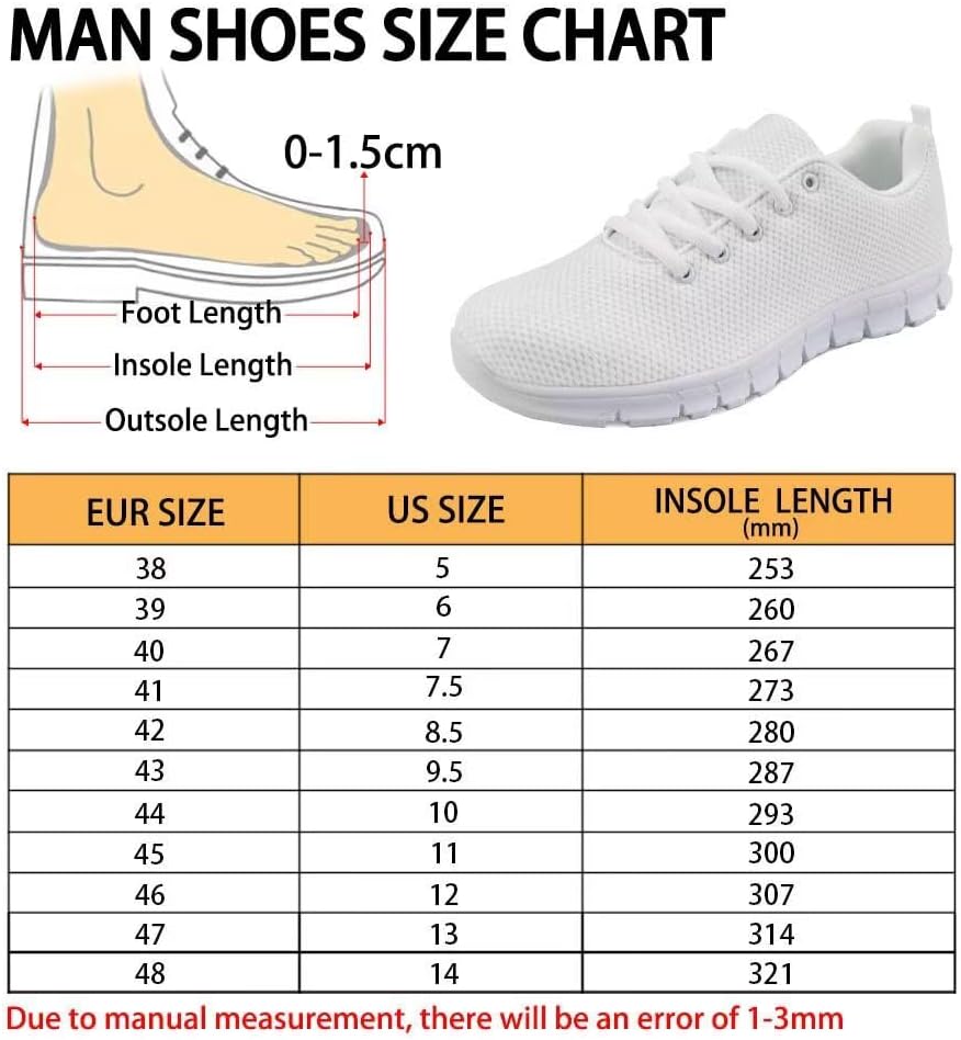 BIGCARJOB Mens Running Shoes Custom Design Sneaker Casual Walking Shoes Mesh Training Athletic Sneakers Personalized Gifts,Plus Size US 5-14 US