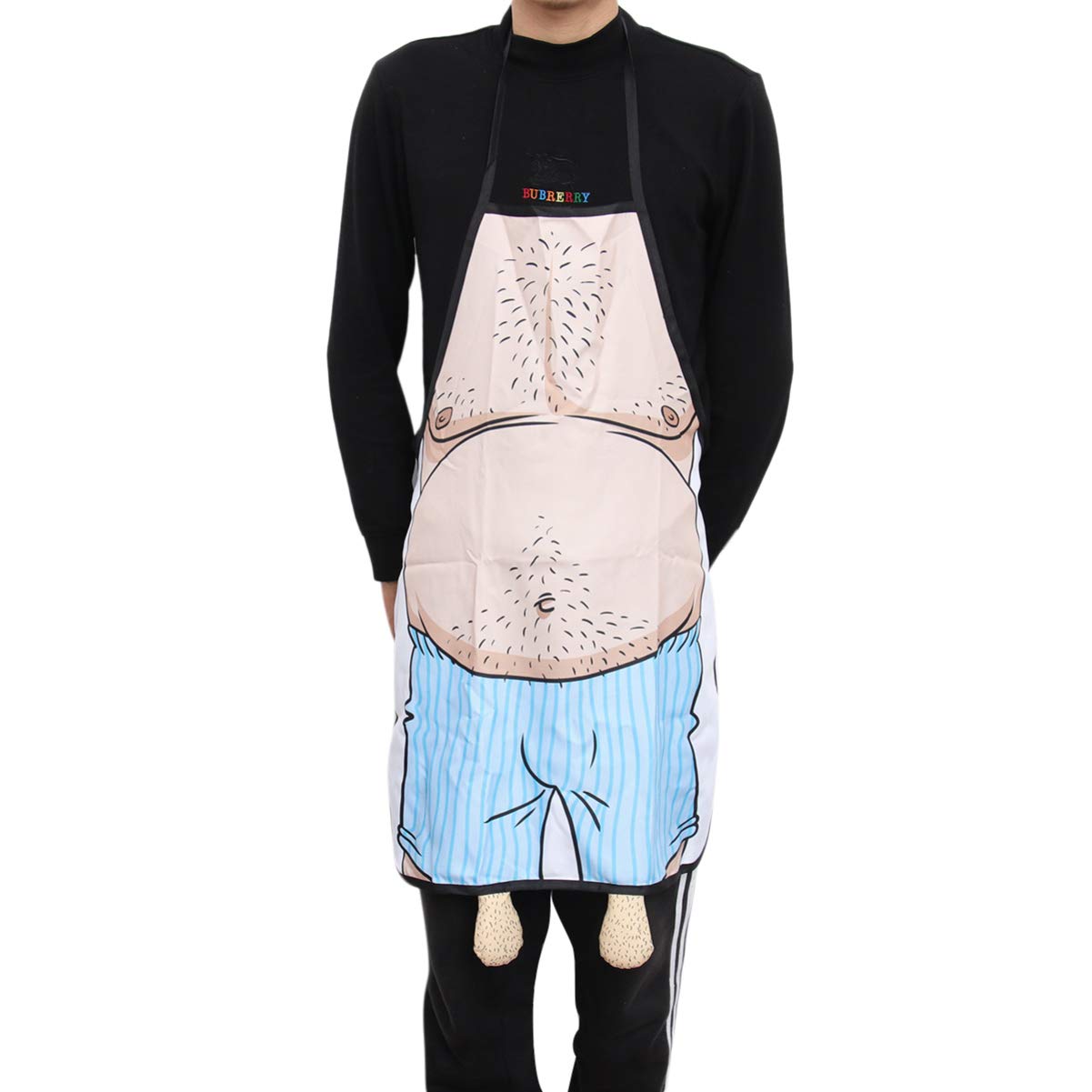 Homoyoyo Funny Apron Wacky Belly Man Adjustable Funny Novelty Bib Apron for Men&Women-Printed Chef 3D Creative Kitchen Cooking BBQ Kitchen with Full Coverage Protection-Premium Twill Fabric (One Size)