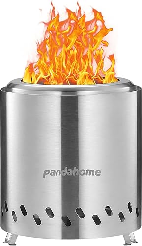 PANDAHOME Fogata de mesa sin humo con soportes plegables y bolsa de viaje  Chimenea para zonas urbanas y suburbios  Alimentado por pellets o madera,