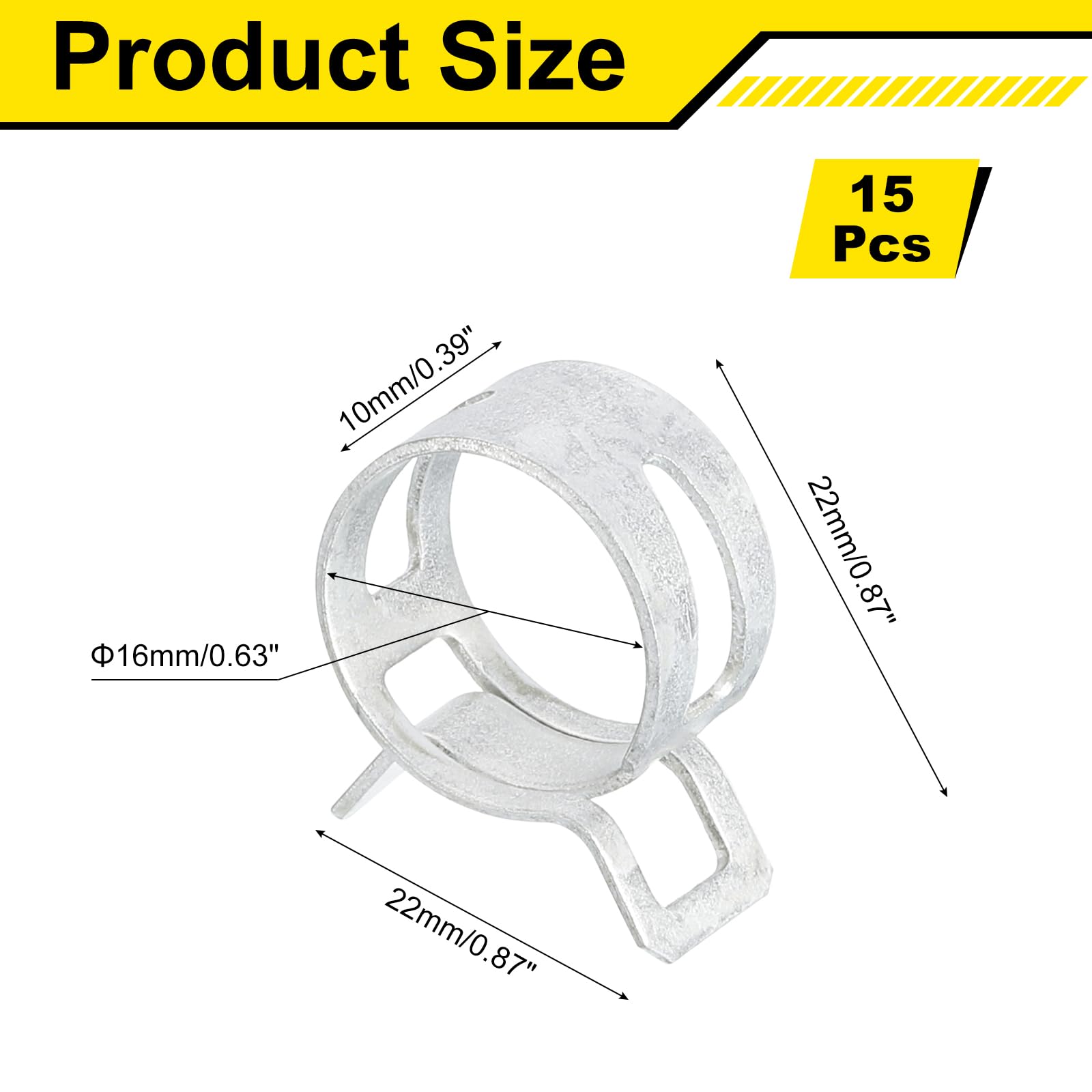 Sourcingmap 15Pcs Spring Band Type Action Fuel/Silicone Vacuum Hose Pipe Clamp - Image 2
