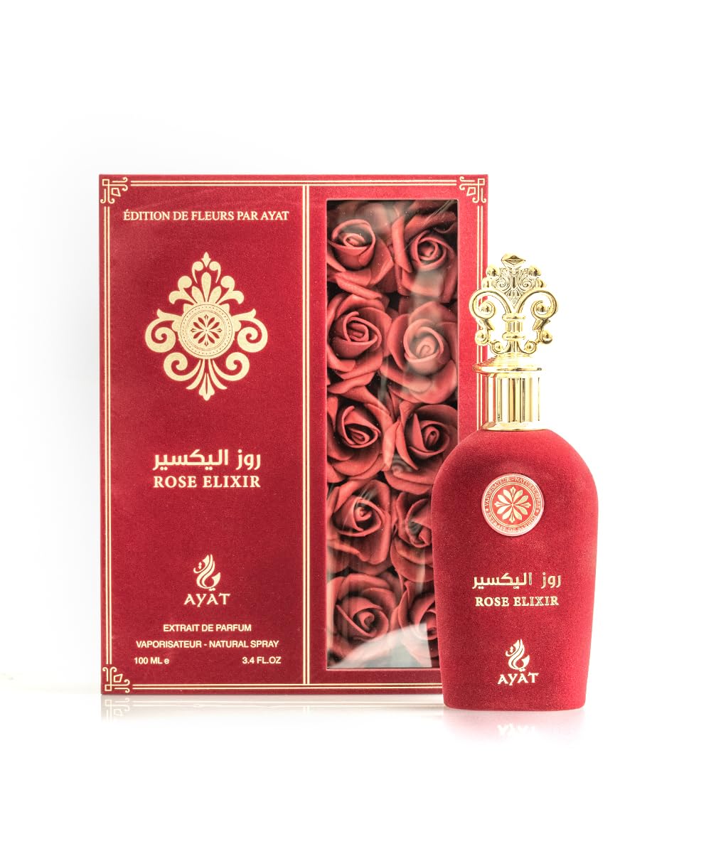 AYAT PERFUMES - Woda perfumowana 100ml - Dubaj luksusowy zapach - orientalny, owocowy i kwiatowy zapach - elegancki, długotrwały i zmysłowy zapach - idealny prezent dla kobiet i mężczyzn (Rose Elixir)