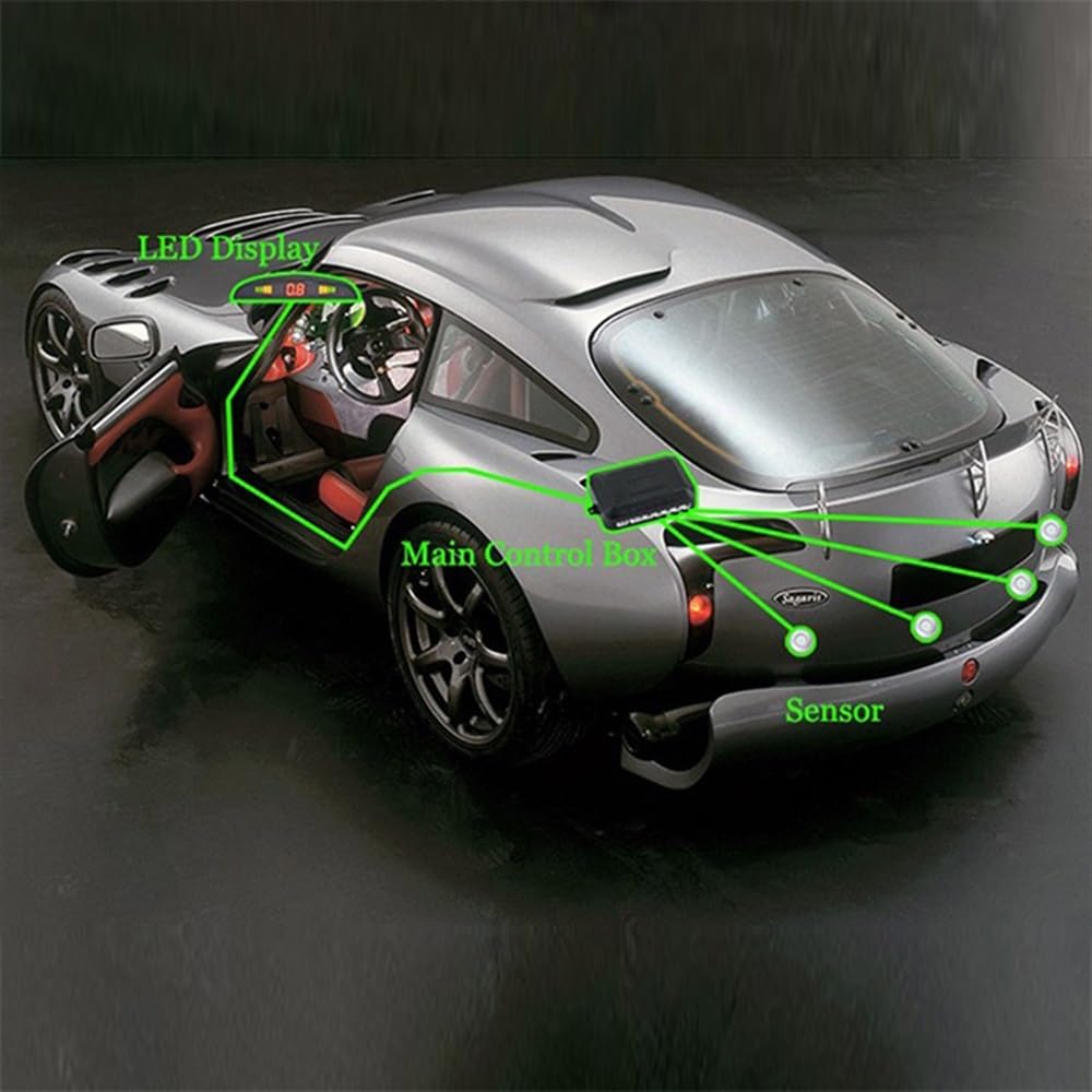 Kit sensori parcheggio Sensore di parcheggio per auto con 4 radar | Sensore di parcheggio per auto con 4 radar di retromarcia, display digitale accurato della distanza degli ostacoli