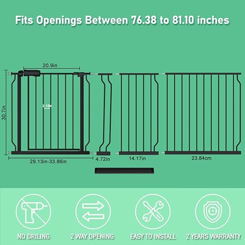 Miniatura 7 de ALLAIBB Puerta extra ancha montada a presión para bebés seguridad para niños para niños pequeños puertas largas y grandes con extensión para puertas