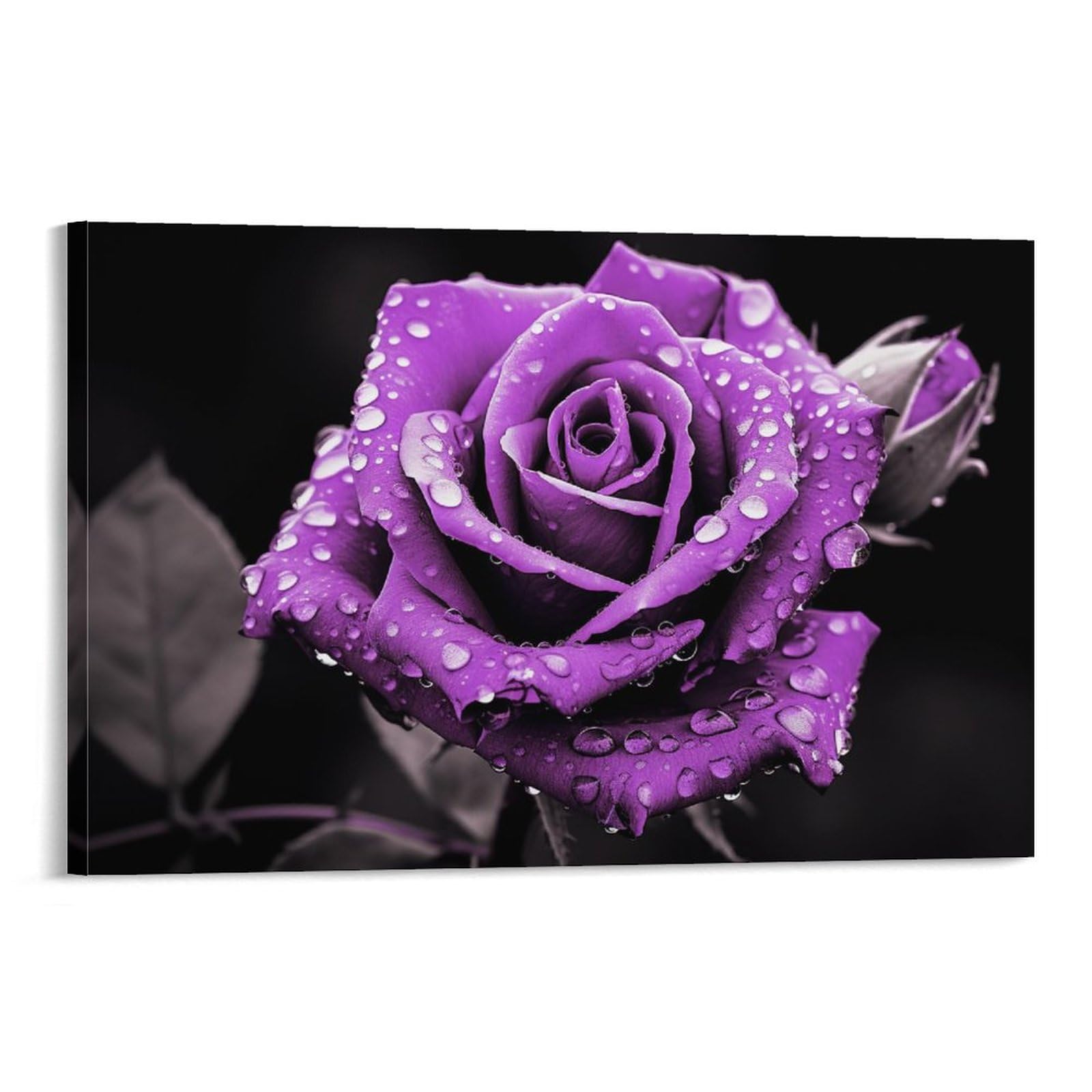 AYAROS Beautiful Purple Roses Wall Art Canvas Poster Rustic Retro Flowers Plants Wall Decor Poster Dormitory Decor Painting Art Framed 12x18 inch