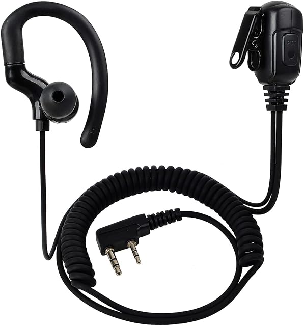 HYS G Shape Radio Earpiece 2 Pin Ear Piece with mic Compatible for Kenwood Baofeng UV5R Walkie Talkie, Two Way Radio Headset for Security Police