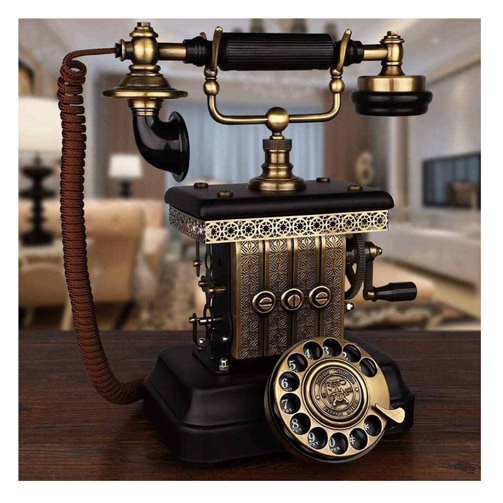 American Style Antique Fixed Retro Zinc Alloy Mechanical Electronic Ringtone Office Home Fixed Dial Wired Phone Fixed