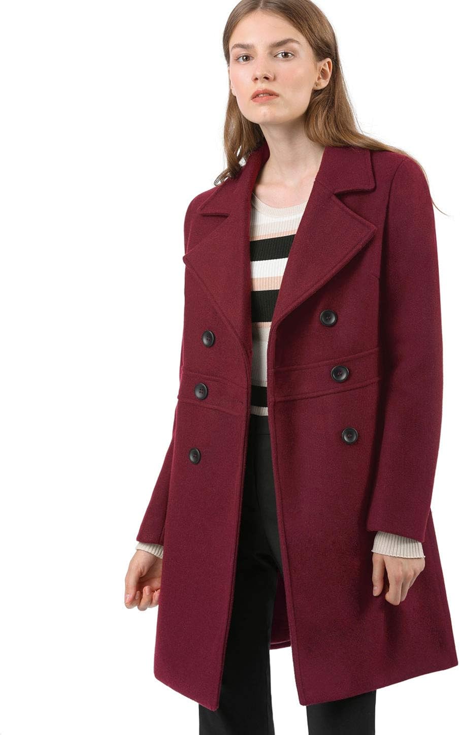 Allegra K Women's Double Breasted Notched Lapel Long Winter Coats : Clothing, Shoes & Jewelry