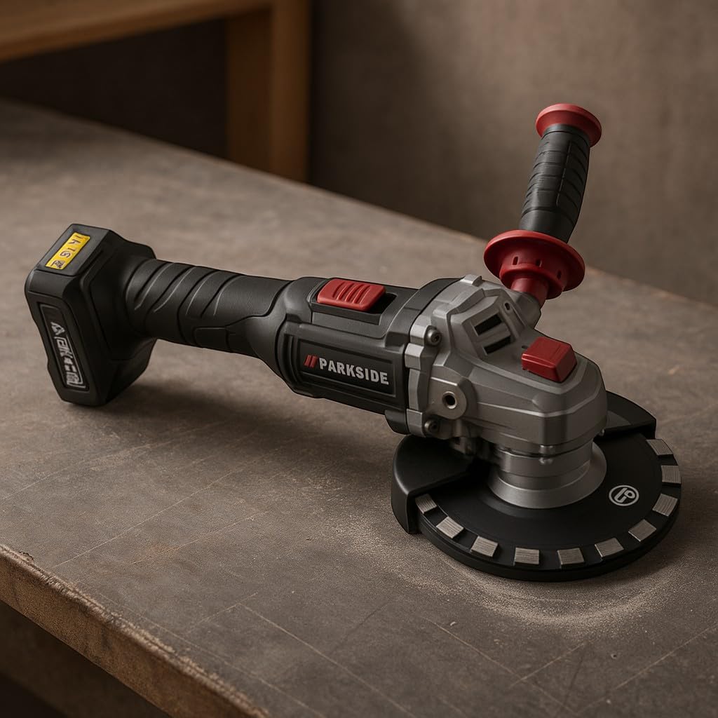 Parkside - Smerigliatrice angolare senza fili, Parkside Performance X20V PWSAP 20, senza spazzole/brushless, senza batteria, senza caricabatterie, con valigetta per il trasporto