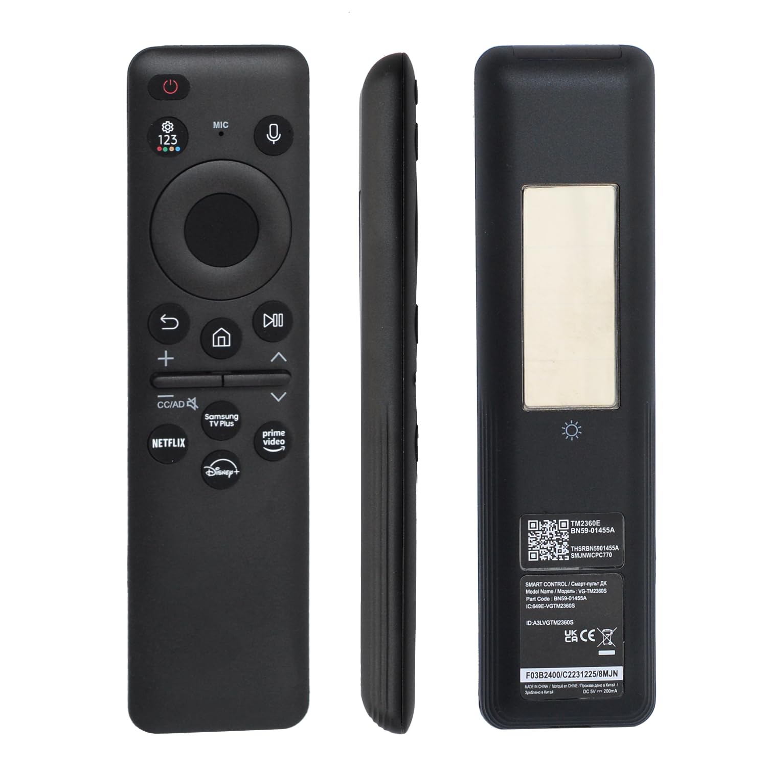 BN59-01455A Voice Solar Remote Control Replacement for Samsung Smart TV Remote Control - with Bluetooth and C-Type Charging, for Samsung NEO QLED,
