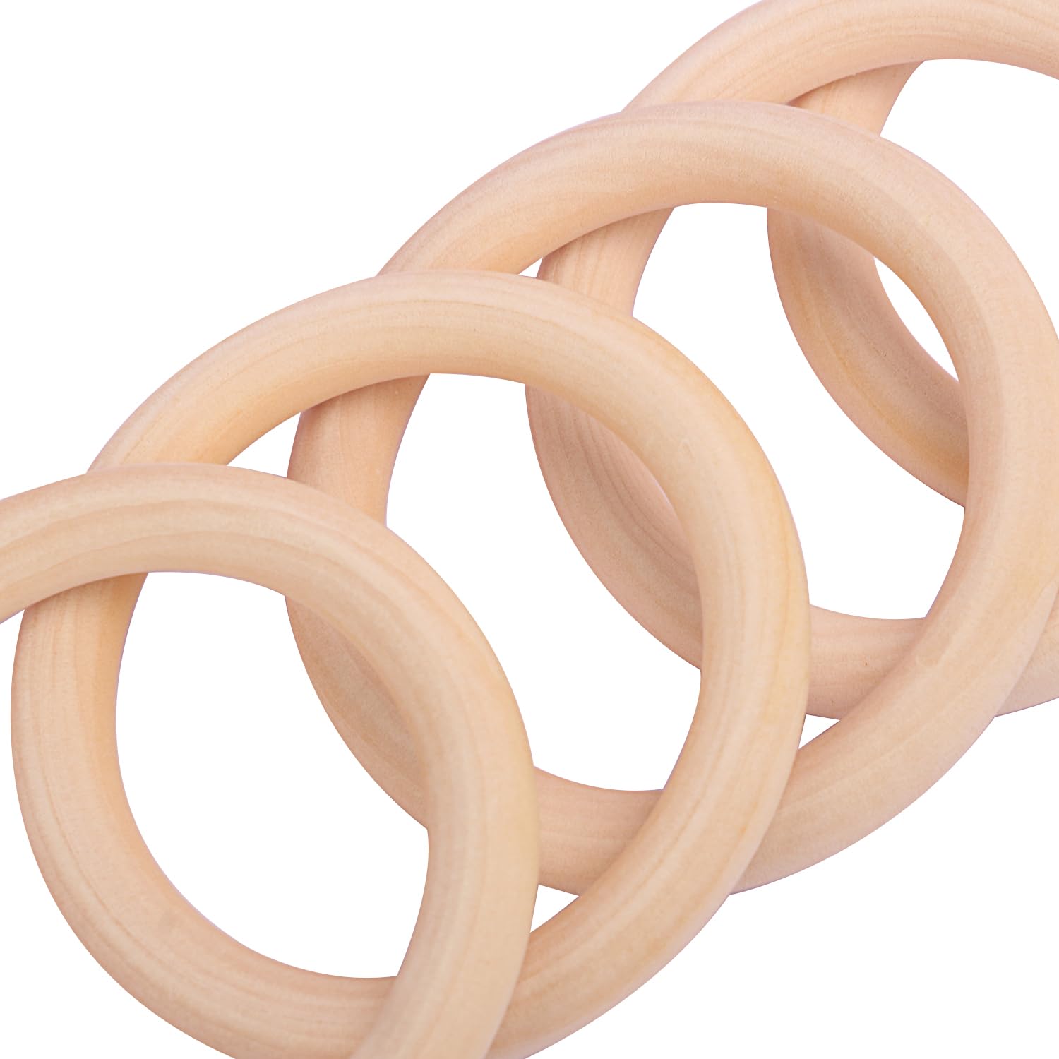 GNIEMCKIN 35-Pack 4 Inch Wooden Craft Rings - Unfinished Smooth Wood For Macrame, Jewelry, DIY