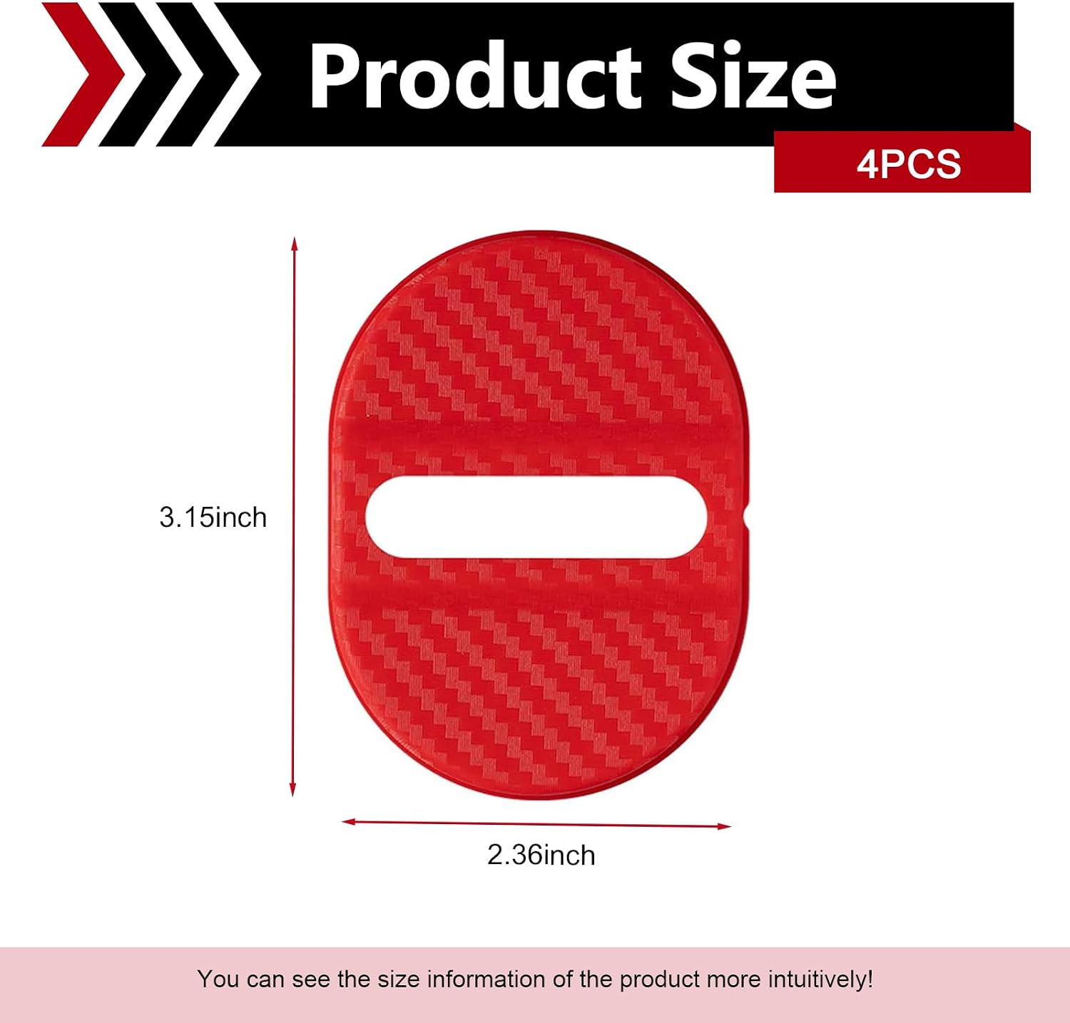 4 PCS Car Door Lock Latches Cover, Plastic Carbon Fiber Texture Door Lock Latch Protector, Self-Adhesive Shock Absorption Silent Cushion Guard, Universal for Most Cars (Red)