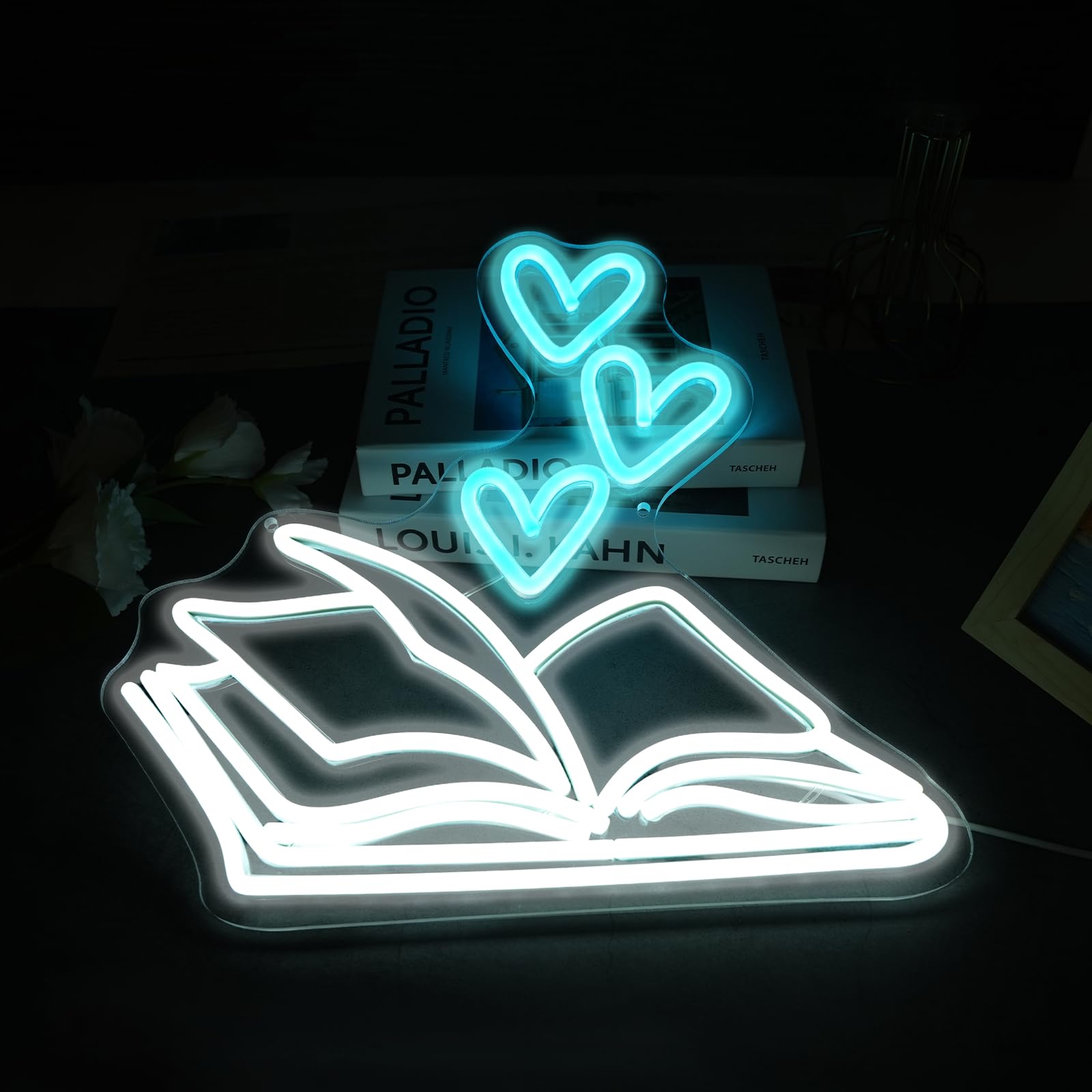 Insegna al neon a forma di libro, libro di lettura, luce a LED al neon, insegna al neon per biblioteca, decorazione per angolo lettura, regalo per libri, lettura per bambini, studio, casa, biblioteca,
