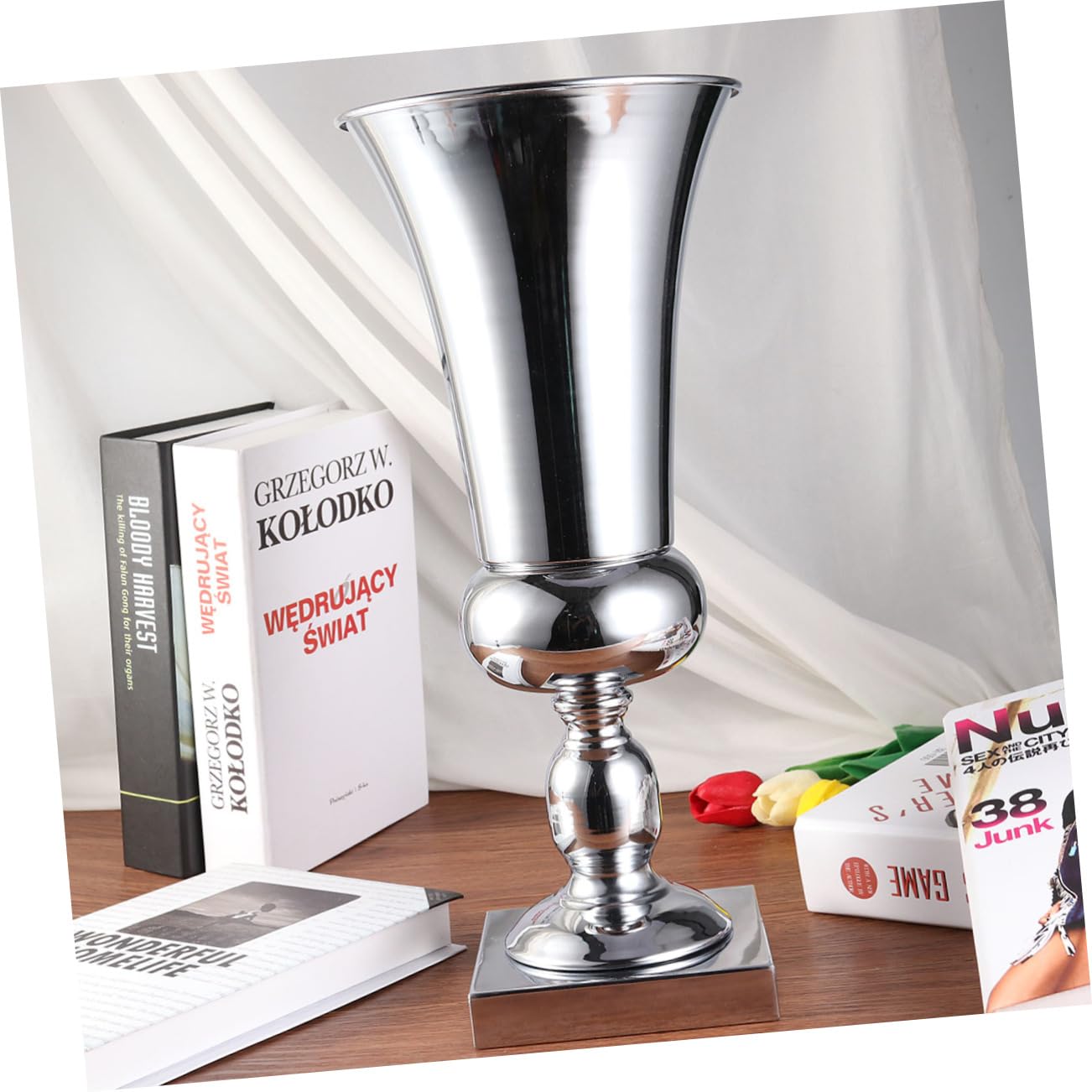 Alipis Jarrón Decorativo de Hierro y Metal Plata para Centros de Mesa Boda Diseño Elegante y Capacidad para Colocarse en Mesa o Suelo en Decoración de Bodas