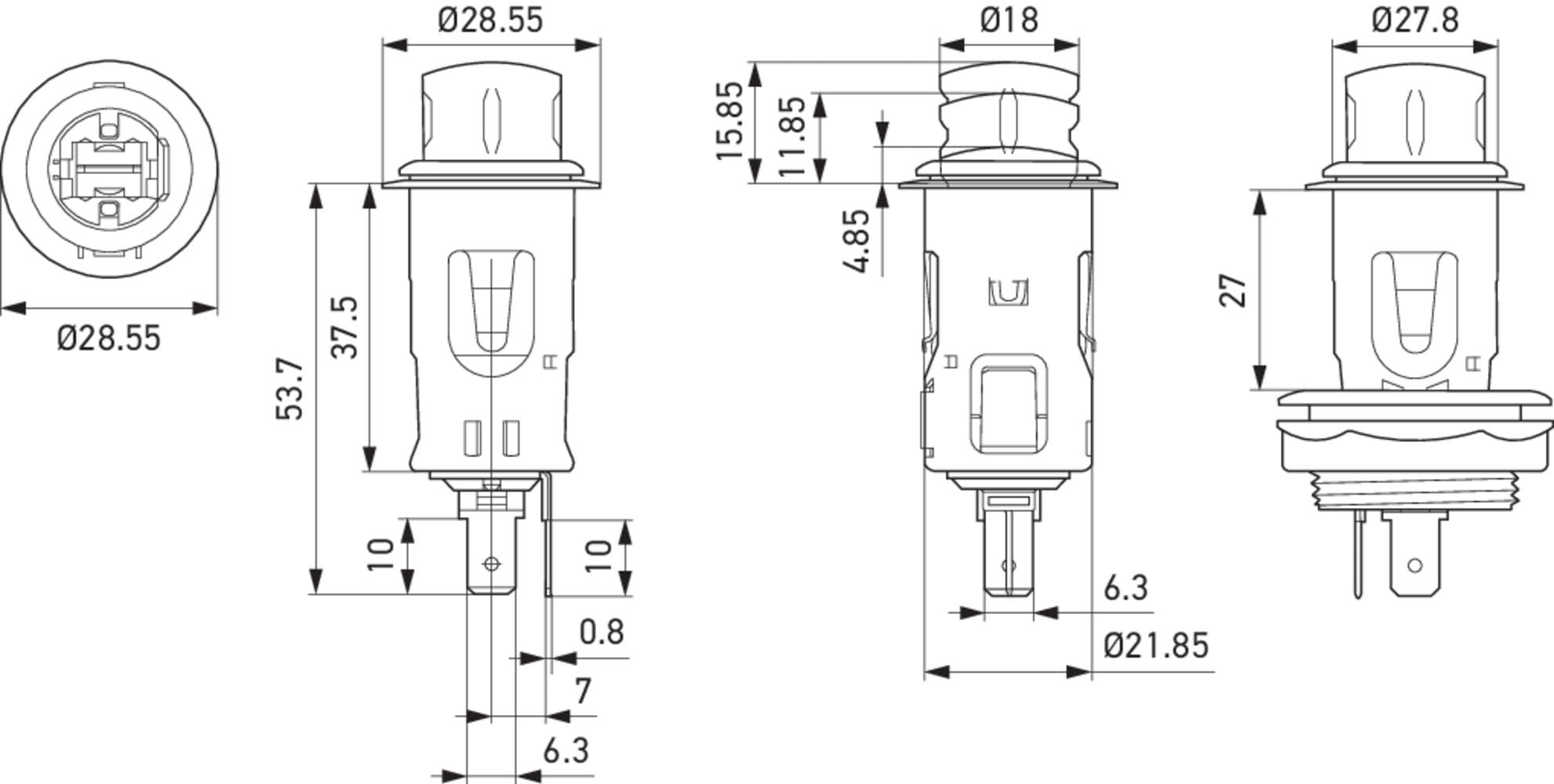 HELLA Zapalniczka - 12V - Zabudowa - Wtyczki: Wtyk płaski - czerwony - 8EZ 008 021-041