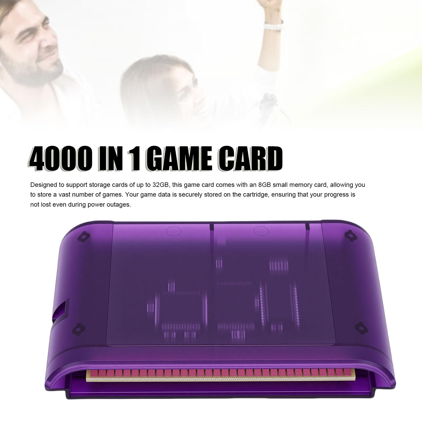 Plyisty Cartouche de Jeu 4000 en 1 pour Genesis Mega Drive MD, Carte Flash de 8 Go Compatible avec les Consoles Master System 32X, sans Région avec Fonction de Sauvegarde et Prise en (Violet