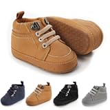 Meckior Toddler Baby Boys Girls High Tops Ankle Sneakers Soft Anti-Slip Sole PU Leather Moccasins Infant Newborn Prewalker First Walking Crib Shoes