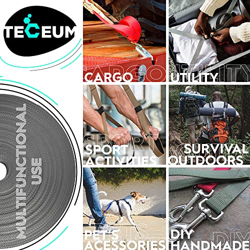 Image of TECEUM 3 /4 inch & 5 /8 inch & 1 inch & 1.5 inch & 2 inch Webbing - 10 25 50 Yards - 40+ Colors - Heavy Duty 1 Inch 1.5 Inch 2 Inch Backpack Straps - Webbing for Outdoors Indoors Crafting DIY