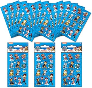 Paper Projects Paw Patrol Party Bag Sticker Bundle (18 Sheets) | Perfect for Childrens Parties and Stocking Fillers | Can be Used for Decoration and Scrapbooking, Blue, 12.5cm x 7.5cm