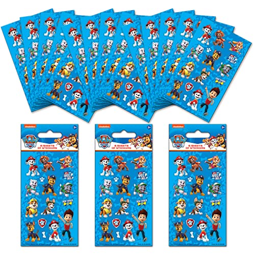Paper Projects Pacote de decalques para sacos de festa Paw Patrol (18 folhas) | Perfeito para festas infantis e enchimentos de meias | Pode ser usado para decoração e álbuns de