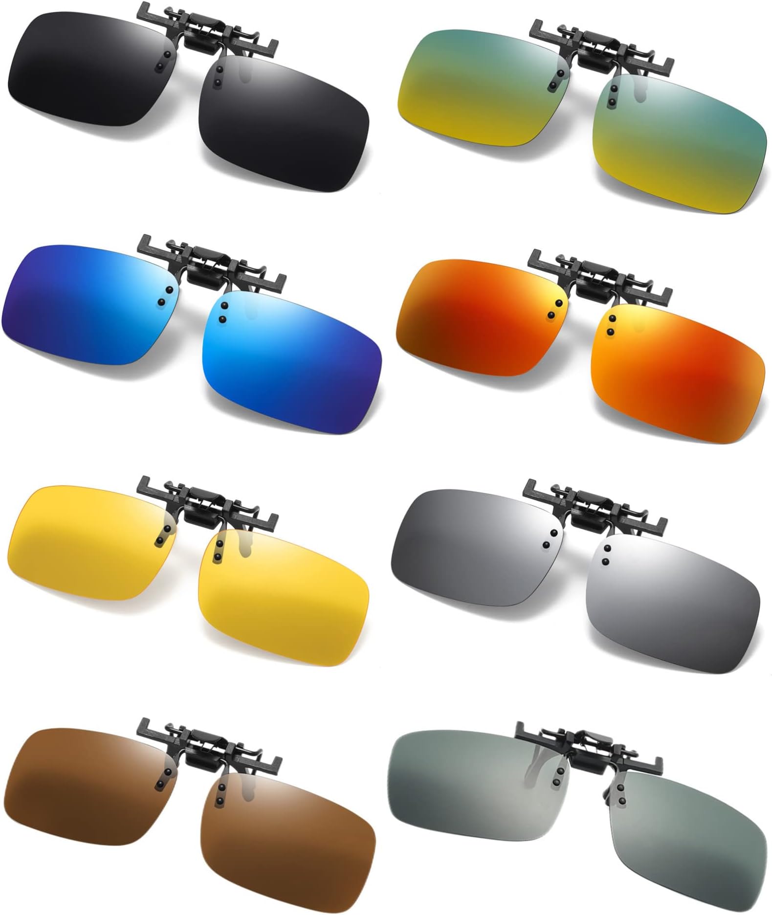 Clip on Flip up Polarized Lens For Prescription Glasses UV Protection Sunglasses (Clear lenses not Polarized)