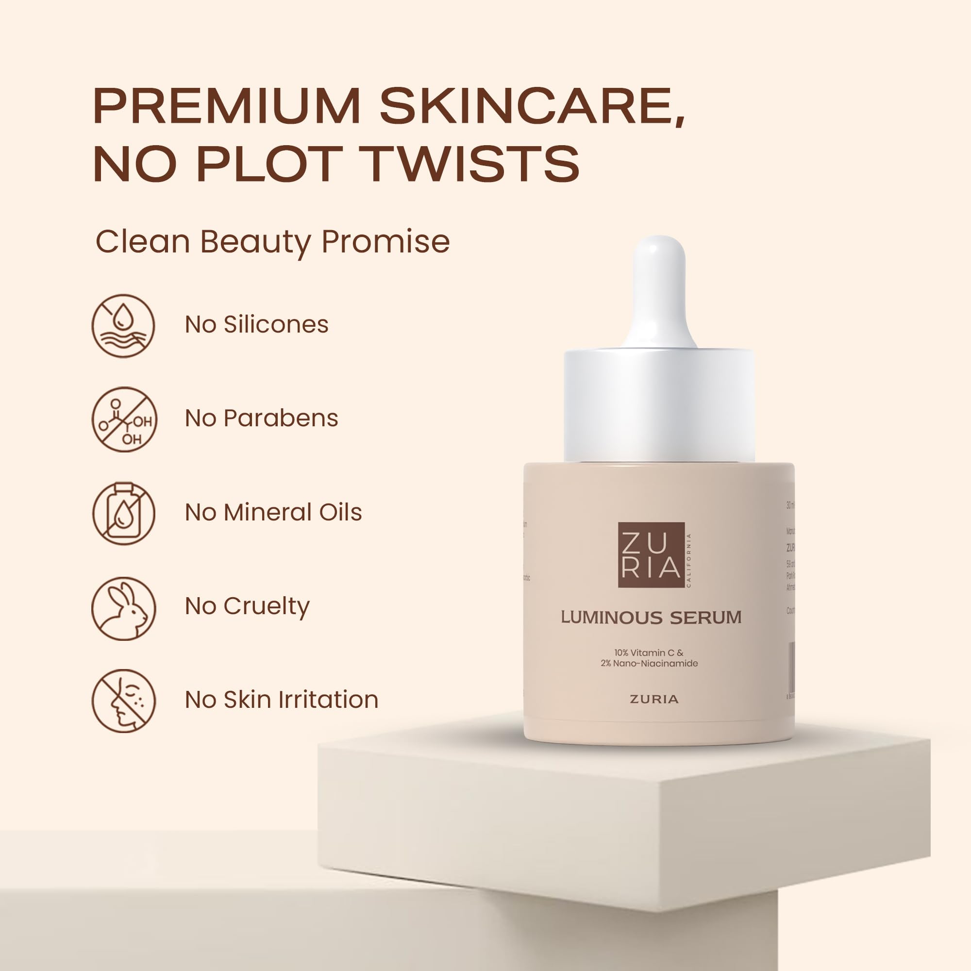 ZURIA Luminous Serum for Men & Women, Nano-Niacinamide+
