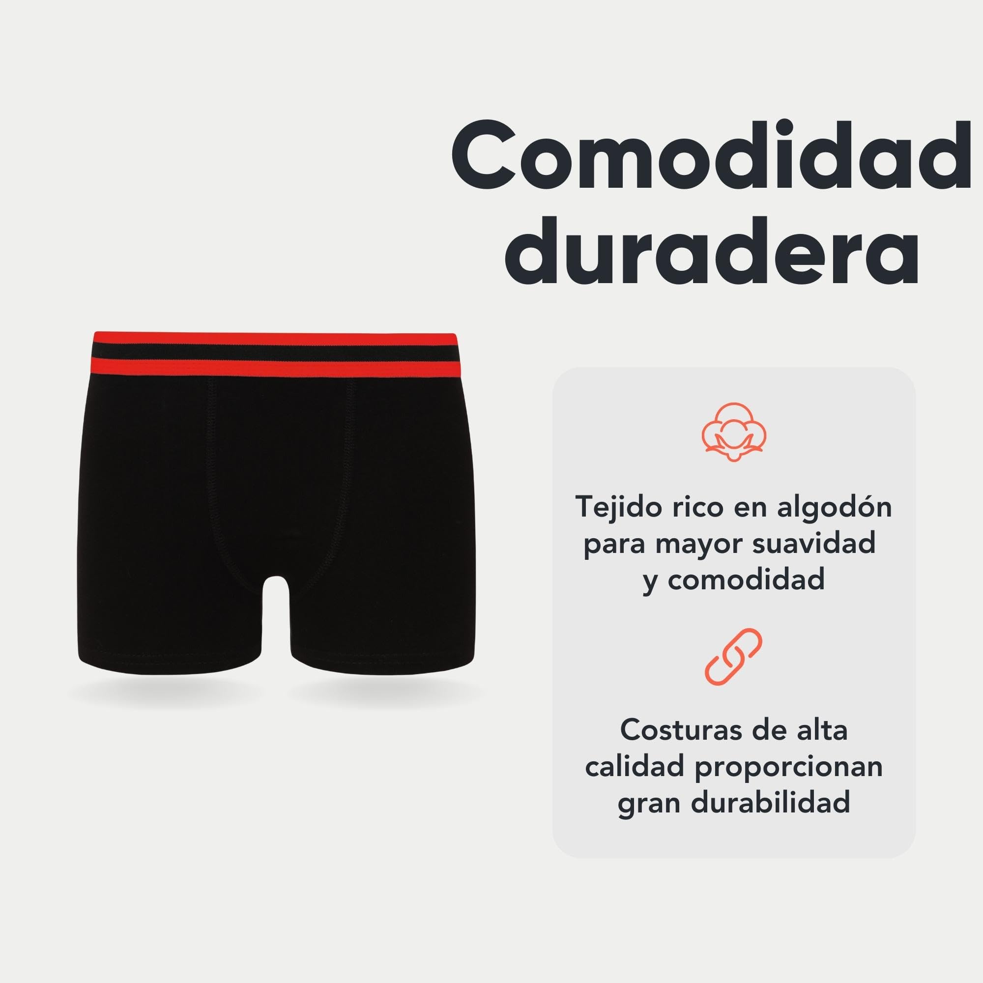 Bóxers FM London para niños con Cintura elástica Paquete de 8 - Calzoncillos bóxer cómodos para niños