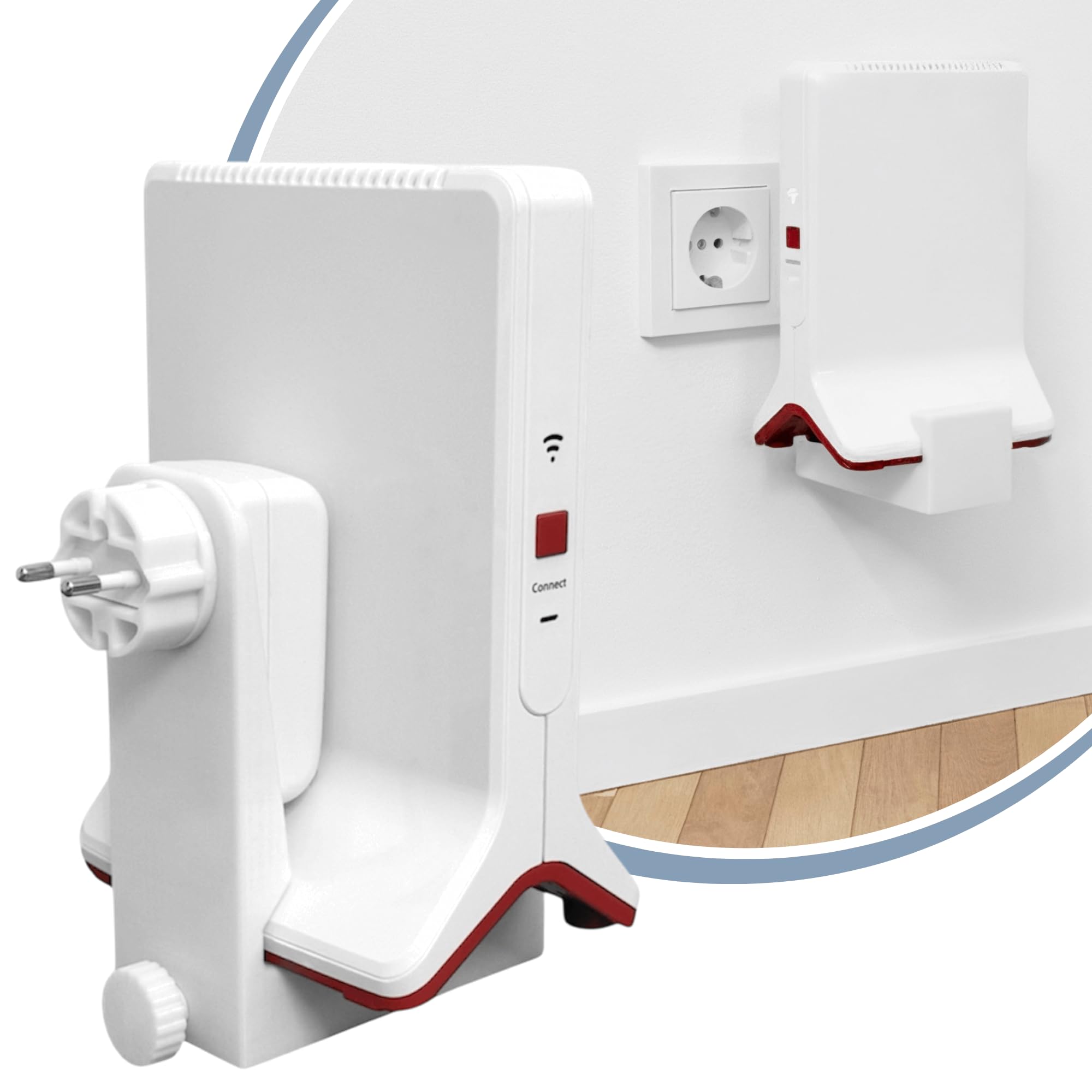 Cleverstation Steckdosenhalterung für Fritz Repeater 6000, 3000 & 3000 AX - Wandhalterung für AVM Repeater mit Kabelmanagement & anpassbarem Sitz - WLAN Mesh Verstärker Halterung - ohne Bohren