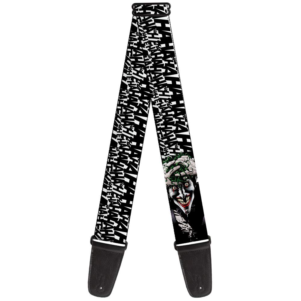 Buckle-Down Guitar Strap Joker The Killing Joke Holding Head Pose Hahaha White Black 2 Inches Wide (GS-WJK072)